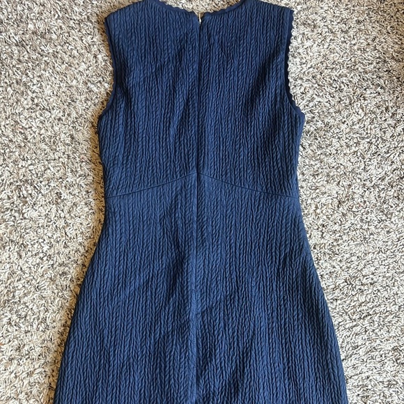 Rebecca Taylor V-Neck Navy Sleeveless Textured Chevron Dress Flare Size 2 NWT - Picture 11 of 15